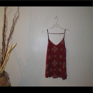 Red/burgundy floral tank top
